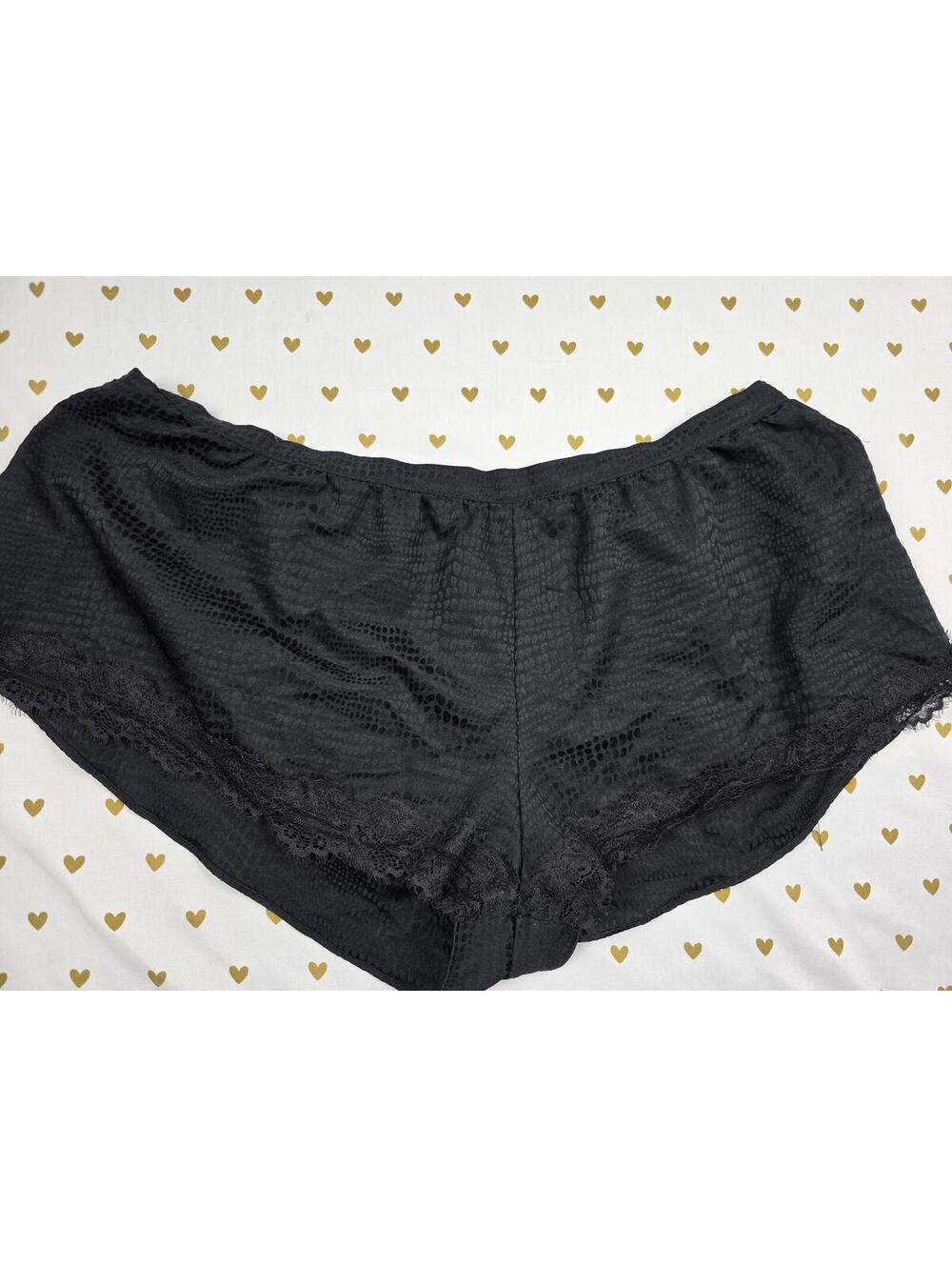 Victorias Secret Black Sain Animal Print MED Sleep Shorts Boxers Pajama Bottoms